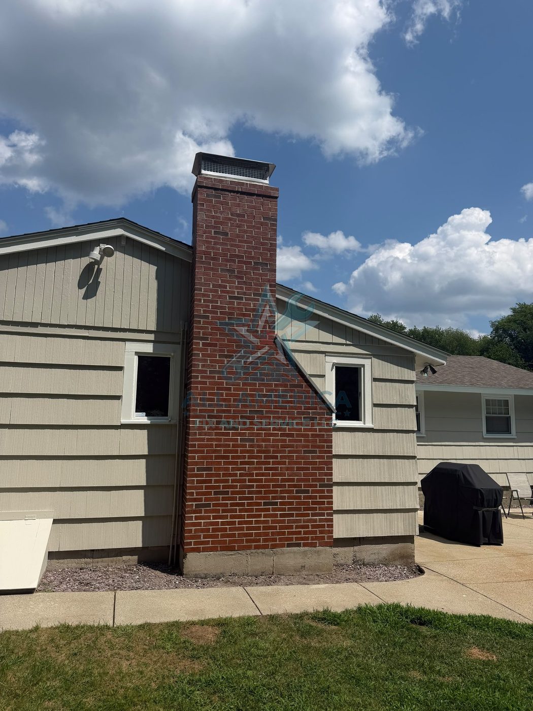 Chimney cleaning on a Massachusetts home