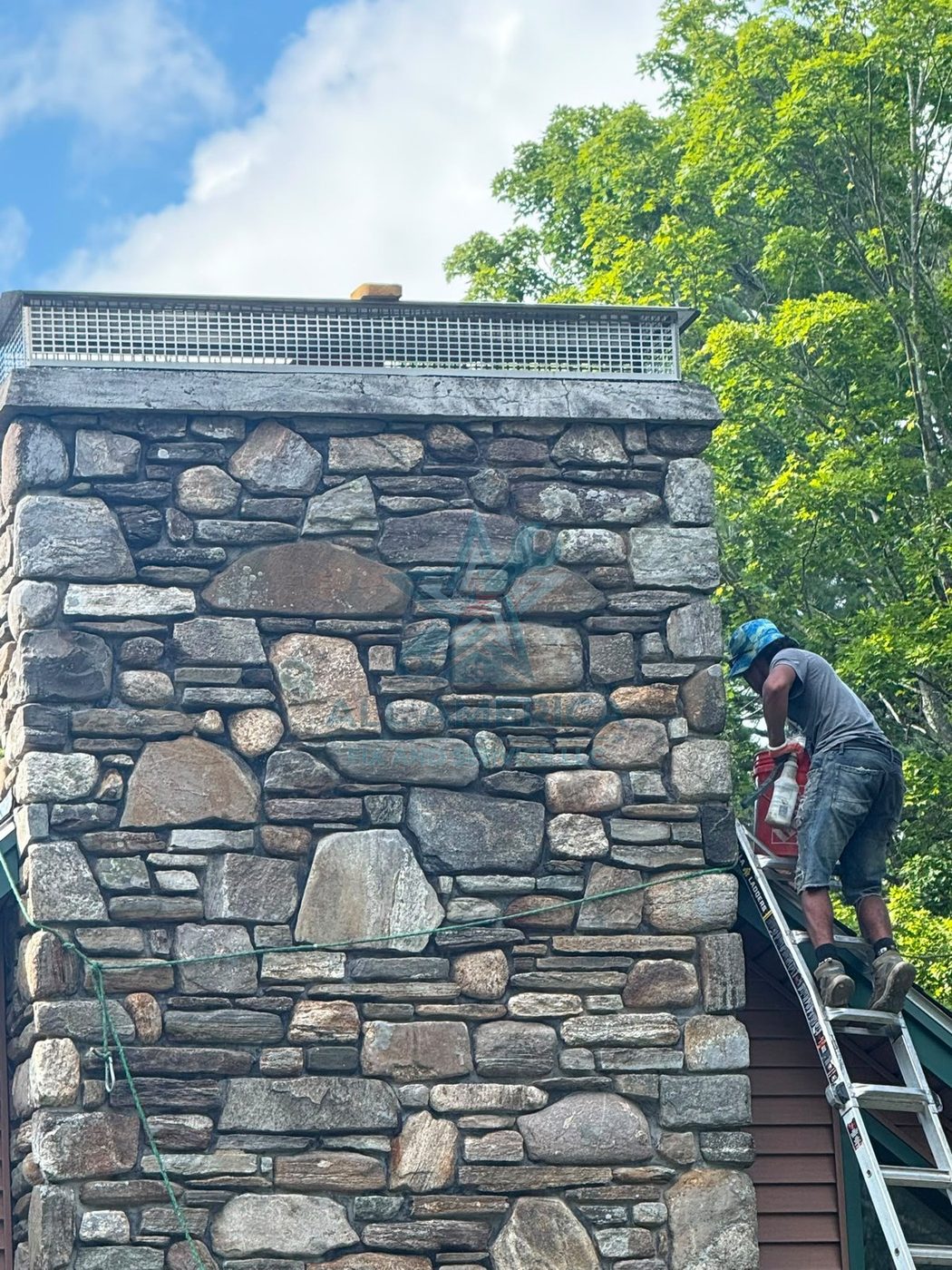 Masonry chimney serviced on a New England property