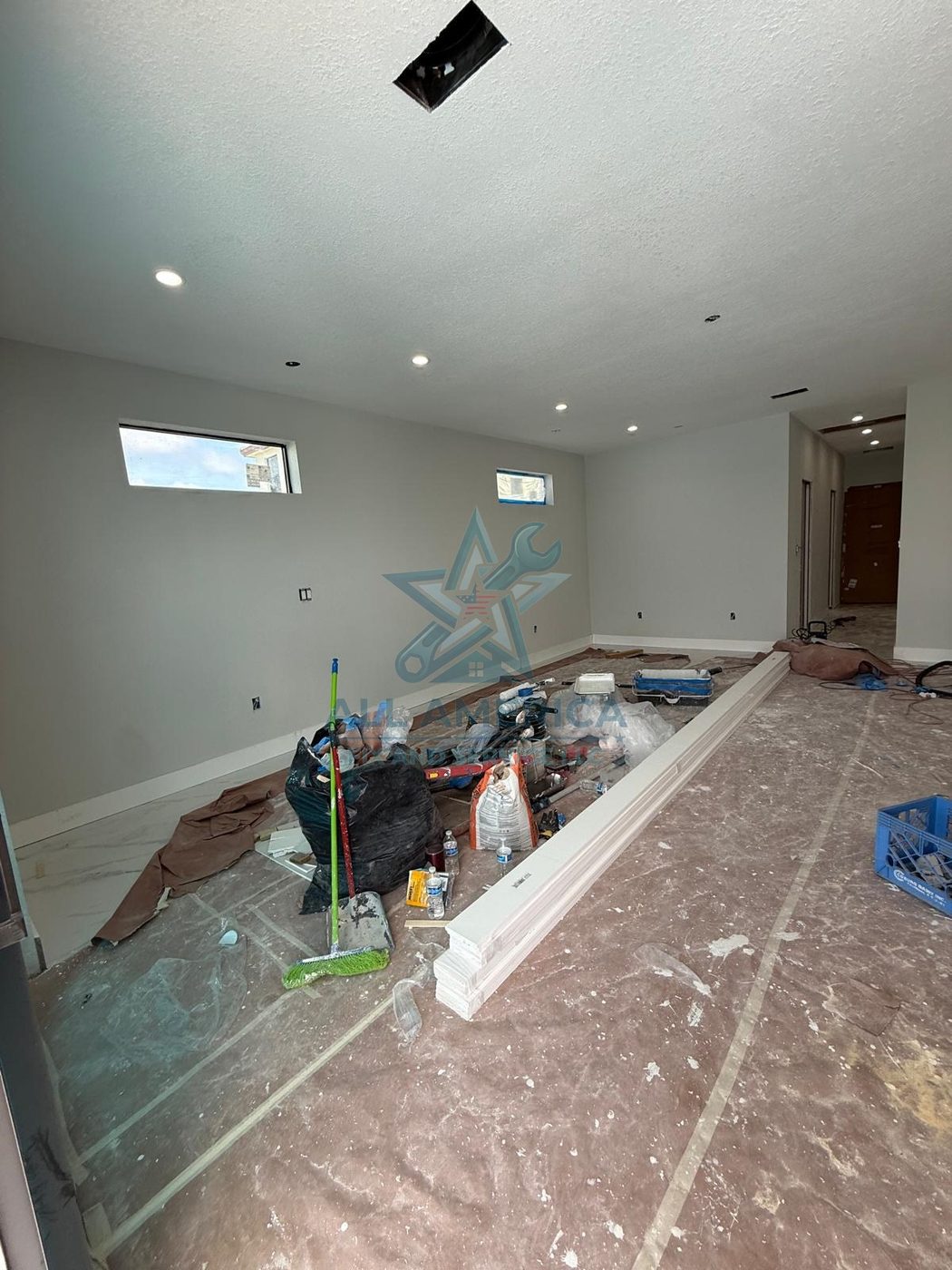 Interior finishing work in a Miami home